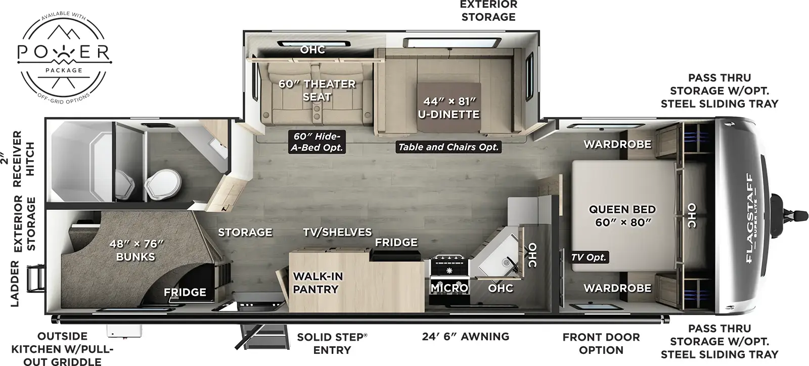 Flagstaff Super Lite Travel Trailers 27DBH Floorplan